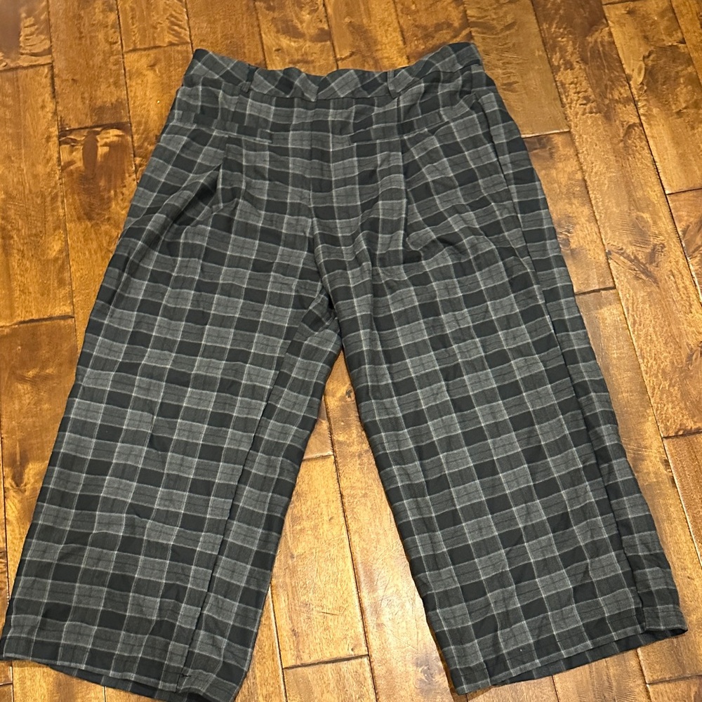 Cider Gray Plaid Wide Leg Pants